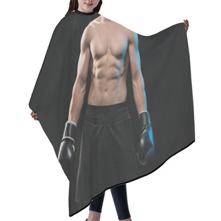 Personality  Cropped View Of Muscular Shirtless Boxer Isolated On Black Hair Cutting Cape