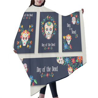 Personality  Day Of The Dead Template Set For Cards Or Label Hair Cutting Cape