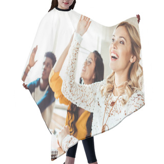 Personality  Students Raising Hands In Class Hair Cutting Cape