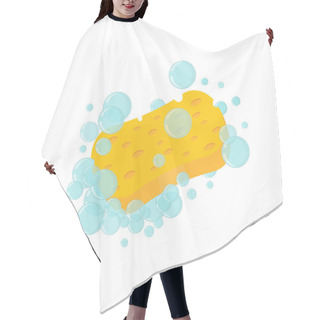 Personality  Illustration Of A Sponge On A White Background, Sponge Foam Bubbles Hair Cutting Cape