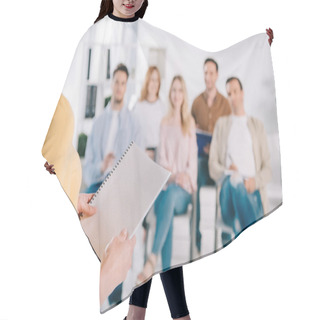 Personality  Selective Focus Of Business People Listening To Female Mentor During Business Training Hair Cutting Cape