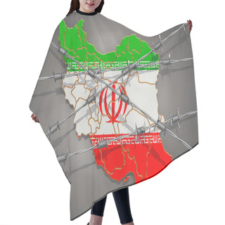 Personality  Map Of Iran With Barbed Wire, 3D Rendering Hair Cutting Cape