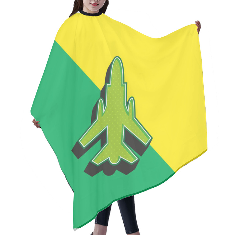 Personality  Army Airplane Bottom View Green And Yellow Modern 3d Vector Icon Logo Hair Cutting Cape