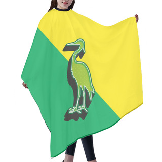 Personality  Bird Crane Shape Green And Yellow Modern 3d Vector Icon Logo Hair Cutting Cape