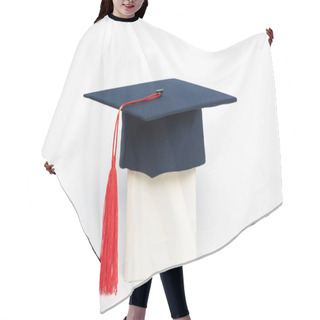 Personality  Graduation Cap With Red Tassel On Book On White Background Hair Cutting Cape