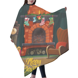 Personality  Christmas Fireplace With Xmas Gifts And Stockings Hair Cutting Cape