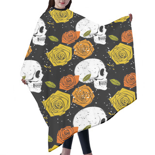 Personality  Skull And Rose Seamless Pattern Hair Cutting Cape