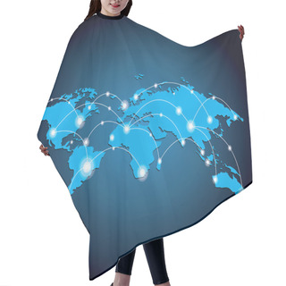 Personality  Glowing Global Network Design Vector Illustration Hair Cutting Cape