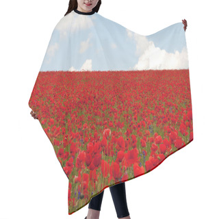 Personality  Field Of Red Poppies. Natural Background Hair Cutting Cape
