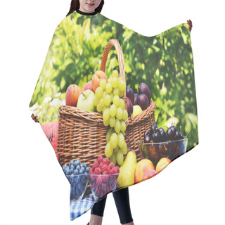 Personality  Basket Of Fresh Organic Fruits In The Garden Hair Cutting Cape