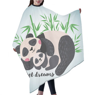 Personality  Hand Drawn Card With Cute Sleeping Pandas. Hair Cutting Cape