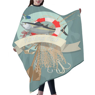 Personality  Fishing Club Accesoires. Vector Illustration Hair Cutting Cape