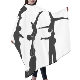 Personality  Gymnasts Acrobats Vector Black Silhouette Hair Cutting Cape