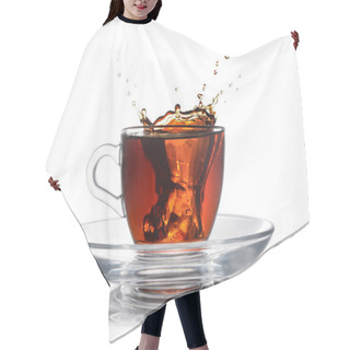 Personality  Splash In Glass Cup Of Black Tea With Ice Hair Cutting Cape