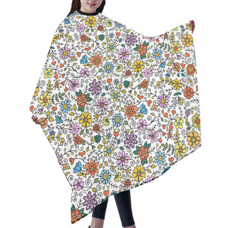 Personality  Colored Seamless Hand Drawn Patterns With Flowers. Ornate Patter Hair Cutting Cape