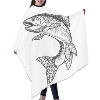 Personality  Rainbow Trout Black And White Sketch Hair Cutting Cape