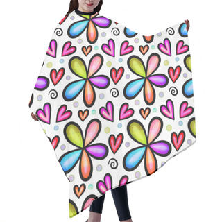 Personality  A Shabby Chic, Watercolor Ink Style Daisy Flower Background Pattern With Love Hearts Hair Cutting Cape