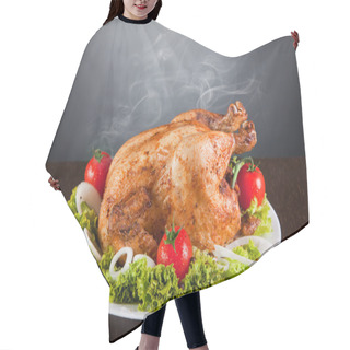Personality  Delicious Roast Chicken With Red Tomatoes And Green Salad Hair Cutting Cape