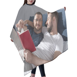 Personality  Homosexual Couple Reading Book  Hair Cutting Cape
