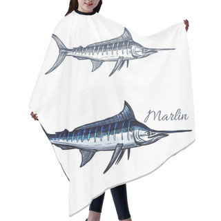 Personality  Marlin Fish Vector Isolated Sketch Icon Hair Cutting Cape