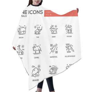 Personality  Animals - Line Design Icons Set Hair Cutting Cape