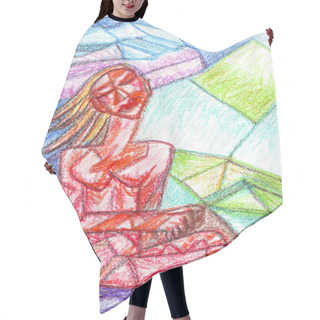 Personality  Girl With Eyes Closed Cubism Hair Cutting Cape
