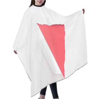 Personality  White Torn And Rolled Paper On Red Colorful Background Hair Cutting Cape