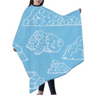 Personality  Clouds Hand Draw Sketch Background Pattern. Vector Hair Cutting Cape
