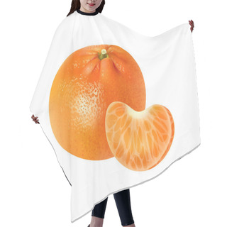 Personality  Realistic Fresh Whole Tangerine With Segment Vector Illustration Hair Cutting Cape
