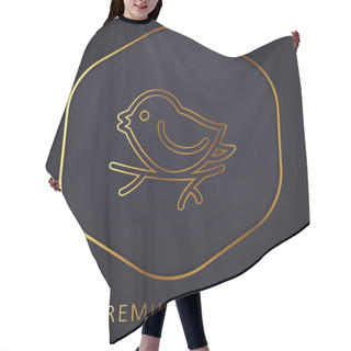 Personality  Bird On Branch Golden Line Premium Logo Or Icon Hair Cutting Cape