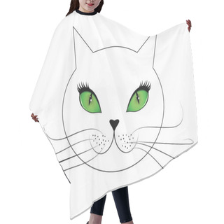 Personality  White Cat Face With Green Eyes Hair Cutting Cape