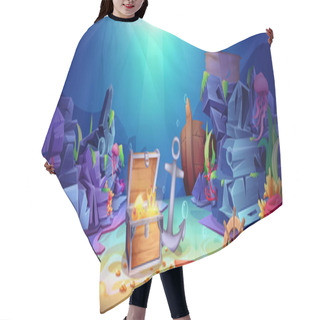 Personality  Cartoon Underwater World With Open Pirate Treasure Chest Hair Cutting Cape