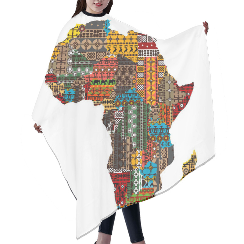 Personality  Africa map with countries made of ethnic textures hair cutting cape