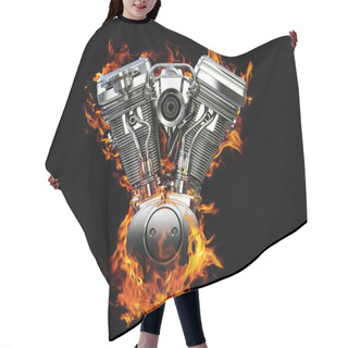 Personality  Chromed Motorcycle Engine On Fire Hair Cutting Cape
