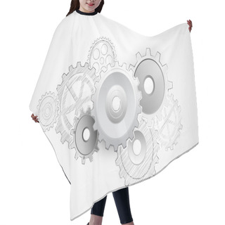Personality  Cogwheel On Sketvhy Background Hair Cutting Cape