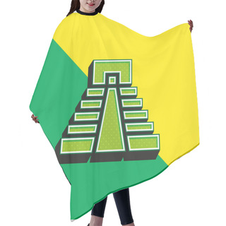 Personality  Aztec Pyramid Green And Yellow Modern 3d Vector Icon Logo Hair Cutting Cape