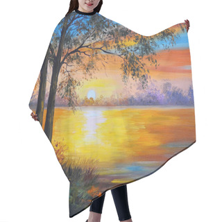 Personality  Oil Painting Landscape - Tree Near The Lake Hair Cutting Cape