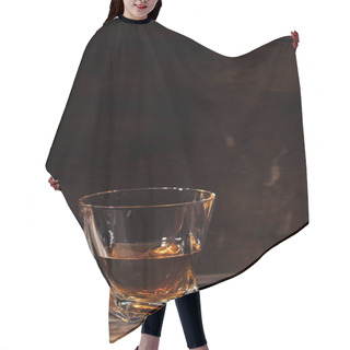 Personality  Close-up View Of Whiskey In Glass And Reflection On Wooden Table Hair Cutting Cape