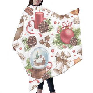 Personality  Watercolor Christmas Decorations Hair Cutting Cape