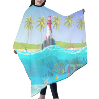 Personality  Vector Cartoon Lighthouse Sea Clipart Hair Cutting Cape