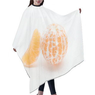 Personality  Ripe Juicy Orange Whole Peeled Tangerine With Slice On White Background Hair Cutting Cape