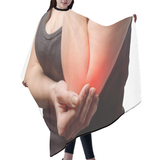 Personality  Young Woman Having Pain In Her Elbow Hair Cutting Cape