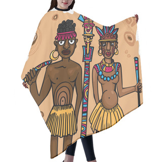 Personality  Aboriginal Man And Woman Hair Cutting Cape