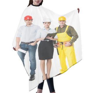 Personality  Two Architects And Workman Hair Cutting Cape