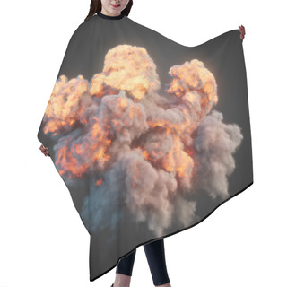 Personality  Large Explosion With Black Smoke In Dark 3d Rendering Hair Cutting Cape