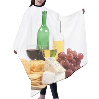 Personality  Various Types Of Cheese, Wine, Grapes Hair Cutting Cape