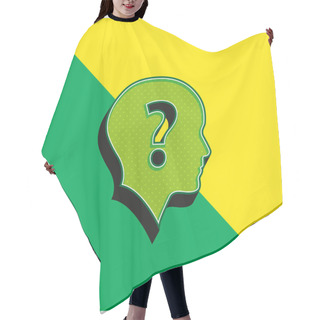 Personality  Bald Head With Question Mark Green And Yellow Modern 3d Vector Icon Logo Hair Cutting Cape