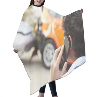 Personality  Driver Making Phone Call After Accident Hair Cutting Cape