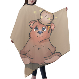 Personality  Upset Teddy Bear With Honey On His Head Hair Cutting Cape