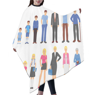 Personality  People Aging Process Flat Icons Set Hair Cutting Cape